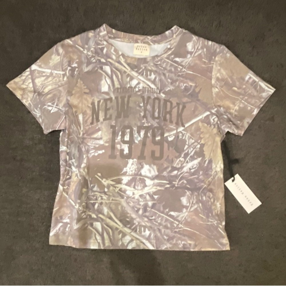 Stylish brown-tan-green Graphic Baby-tee with New York Print